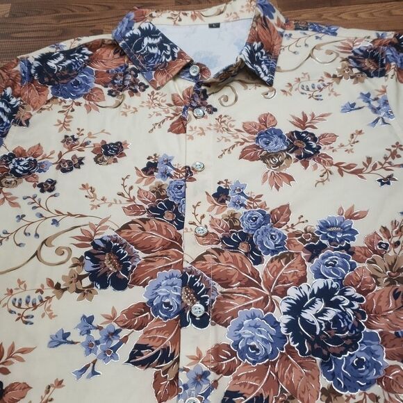 Fashion floral print button-down shirt size large - Picture 7 of 15